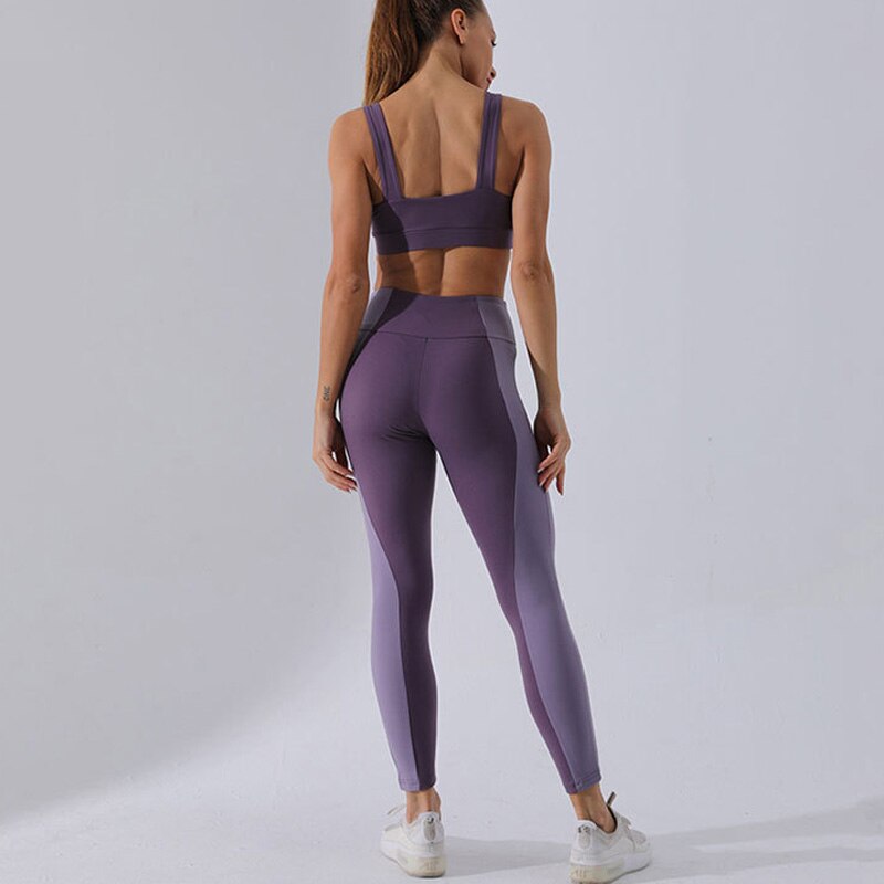 Double Color Ankle Length Workout Suit - Sport Finesse