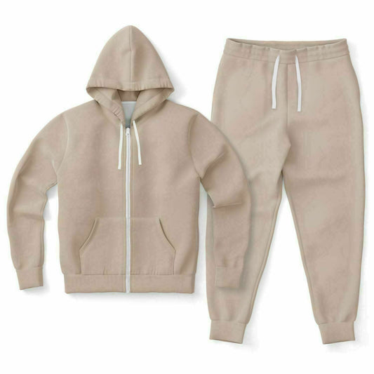 Light Brown Zipper hoodie and Jogger Set - XS / XS - Sport Finesse