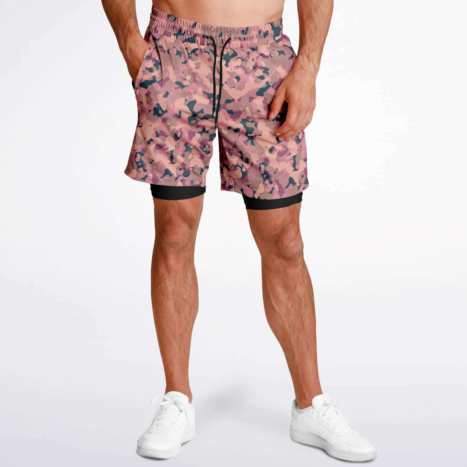 Multi Camouflage Mens 2-in-1 Shorts - Sport Finesse
