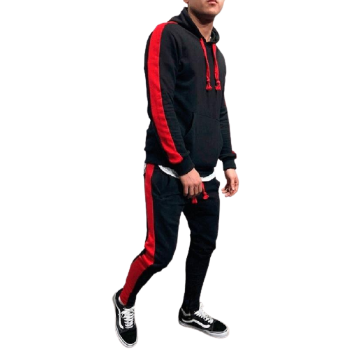 Solid Tracksuit With Stripes - Black / M - Sport Finesse
