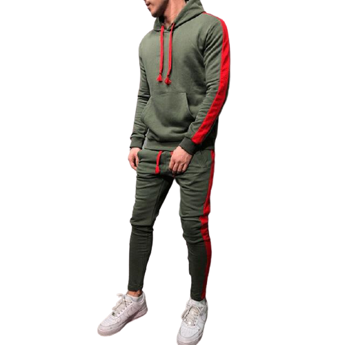 Solid Tracksuit With Stripes - Green / M - Sport Finesse
