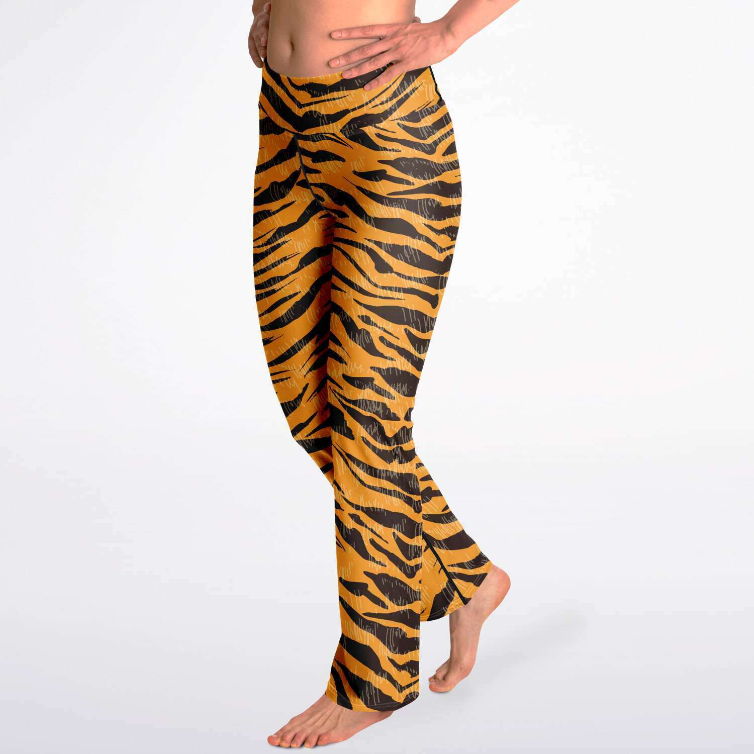 Tiger print flare leggings with pockets - Sport Finesse