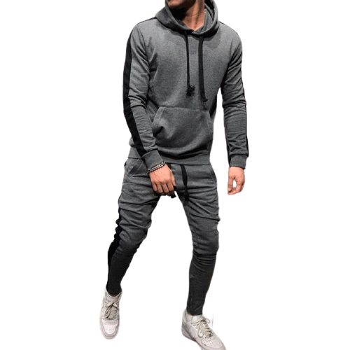Solid Tracksuit With Stripes - Grey / M - Sport Finesse