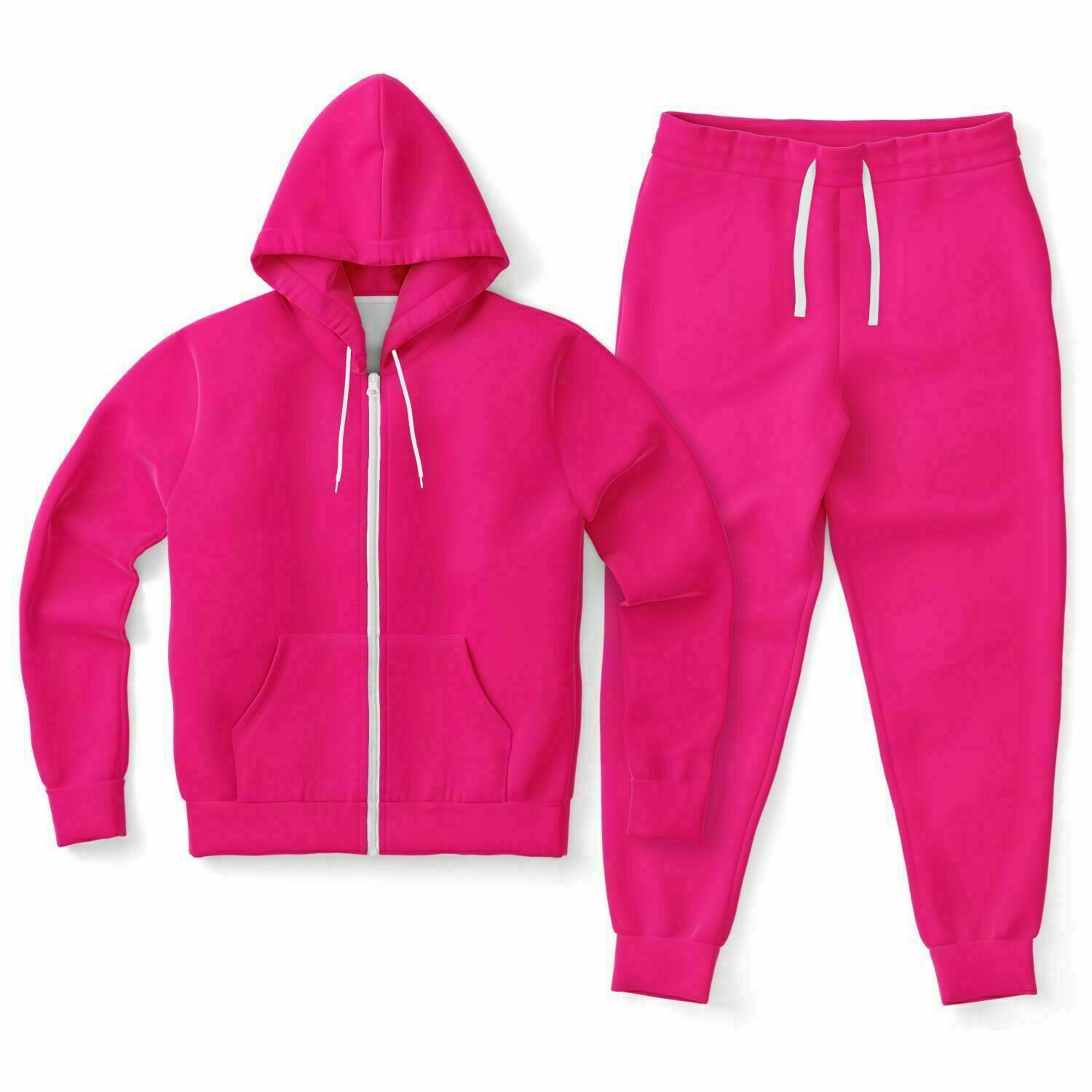 Bubblegum Pink Zipper Hoodie and Jogger Set - XS / XS - Sport Finesse