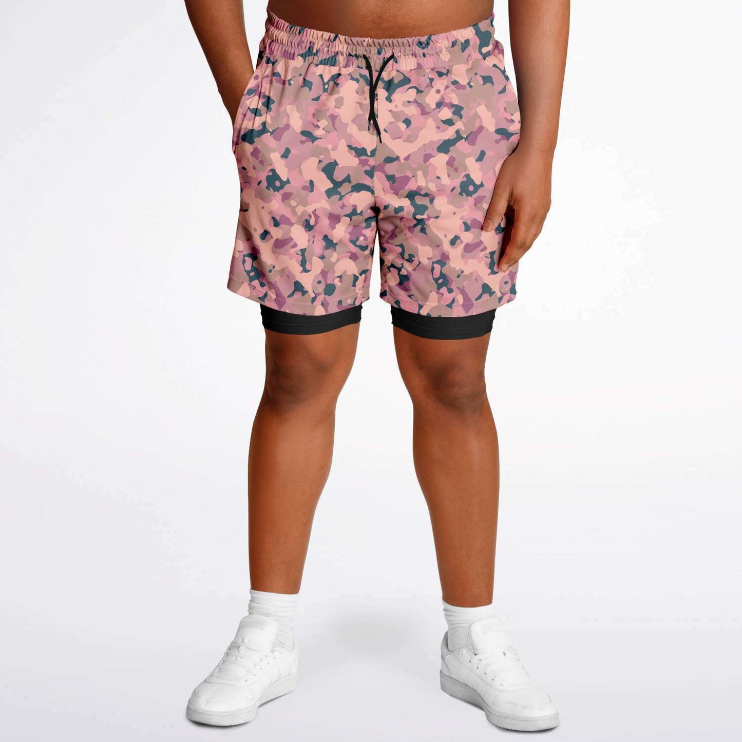Multi Camouflage Mens 2-in-1 Shorts - XS / Pastel - Sport Finesse