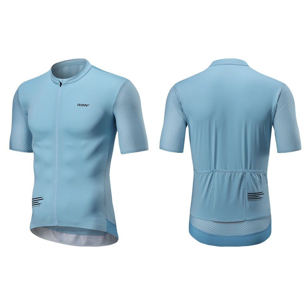 RION New 2022 Solid Color Men's Cycling Jersey - Light Blue / EU Size-XS - Sport Finesse