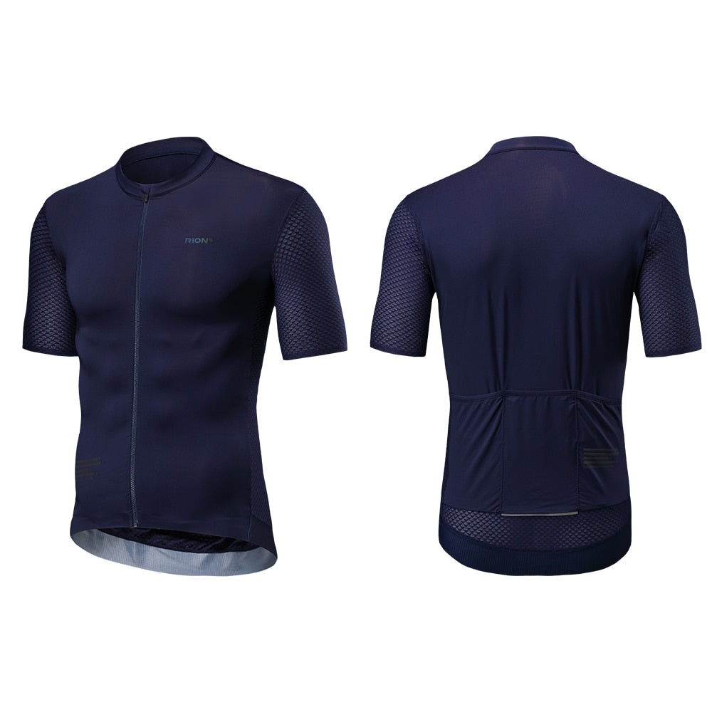 RION New 2022 Solid Color Men's Cycling Jersey - Navy Blue / EU Size-XS - Sport Finesse