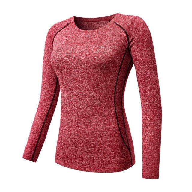 Long Sleeve Workout Running Top - Red / S - Sport Finesse