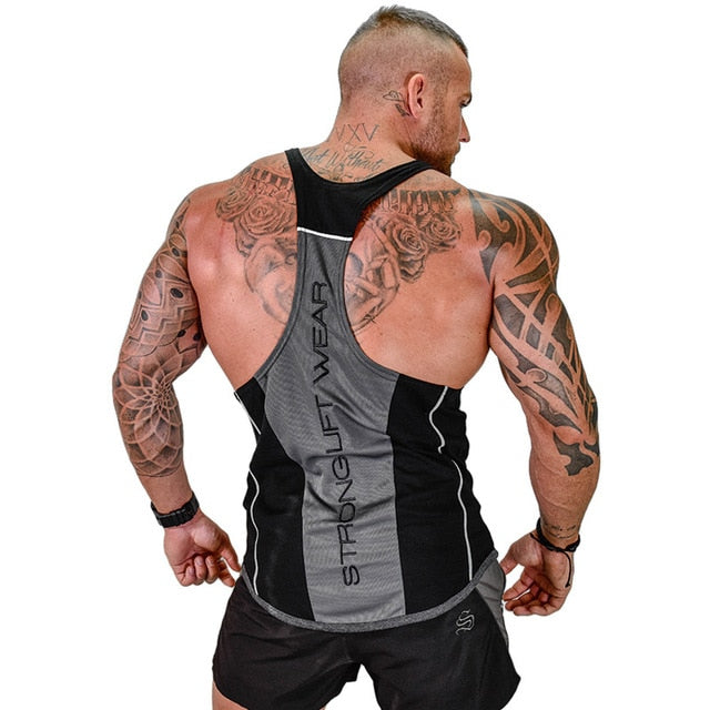 SLW Bodybuilding Sleeveless Singlet Tank - Black Grey / M - Sport Finesse