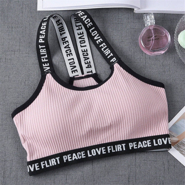 Cropped Cotton Letters Sports Bra - Sport Finesse