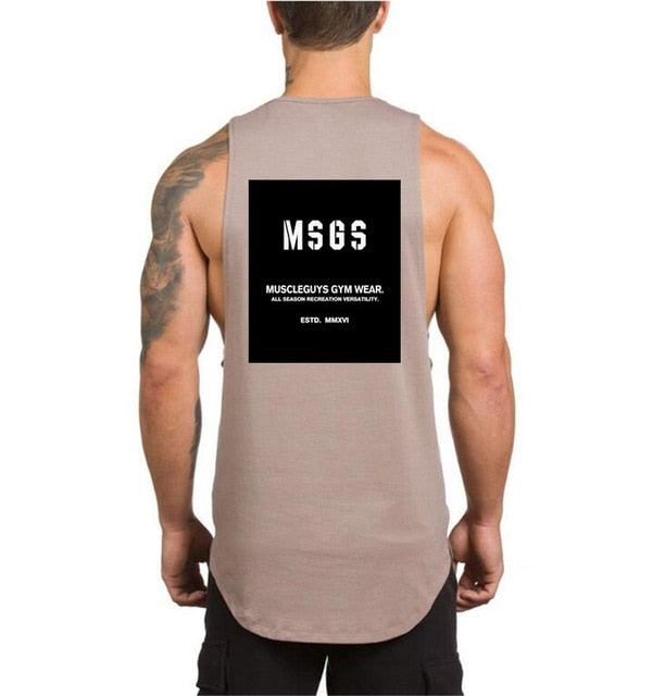 Men's Fitness Sleeveless Tank Top - Khaki 61 / M - Sport Finesse