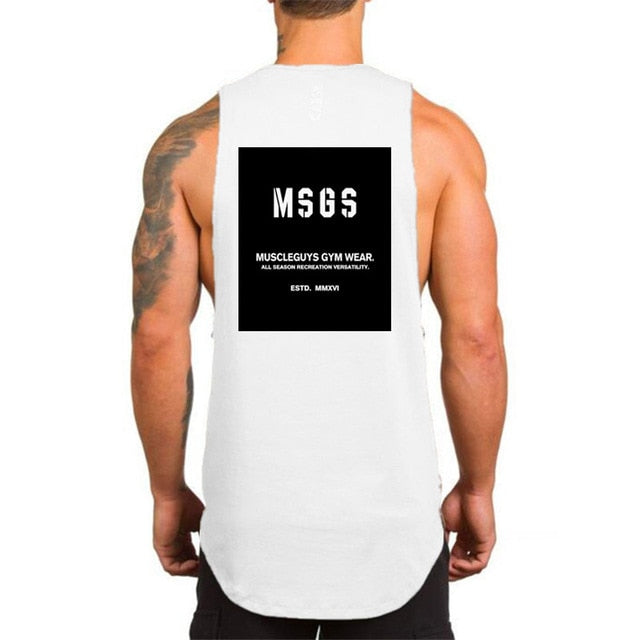 Men's Fitness Sleeveless Tank Top - White 61 / M - Sport Finesse