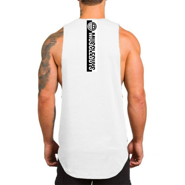 Men's Fitness Sleeveless Tank Top - White 60 / M - Sport Finesse