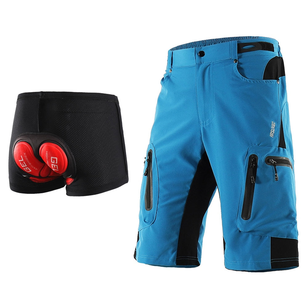 Men's Outdoor Sports Cycling Shorts - Light Blue with Gel Pad / S - Sport Finesse