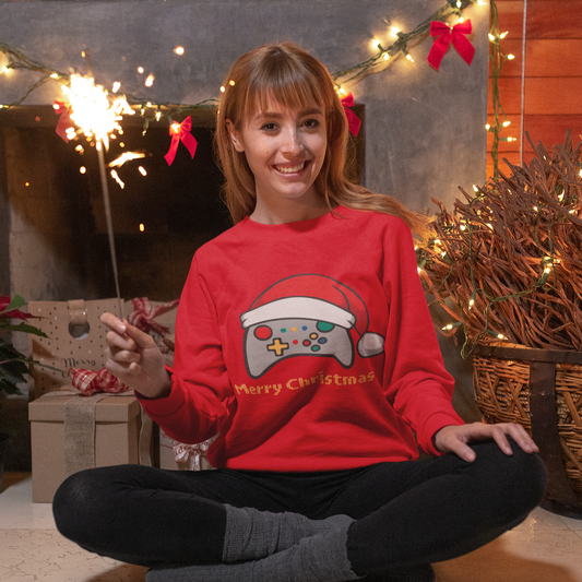 Christmas Video Game Controller Gamer Sweatshirt - Red / S - Sport Finesse