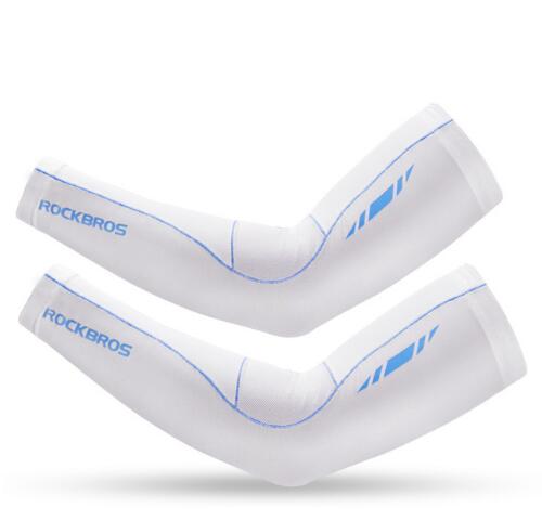 ROCKBROS Ice Fabric Arm Sleeves - White Blue / XS - Sport Finesse