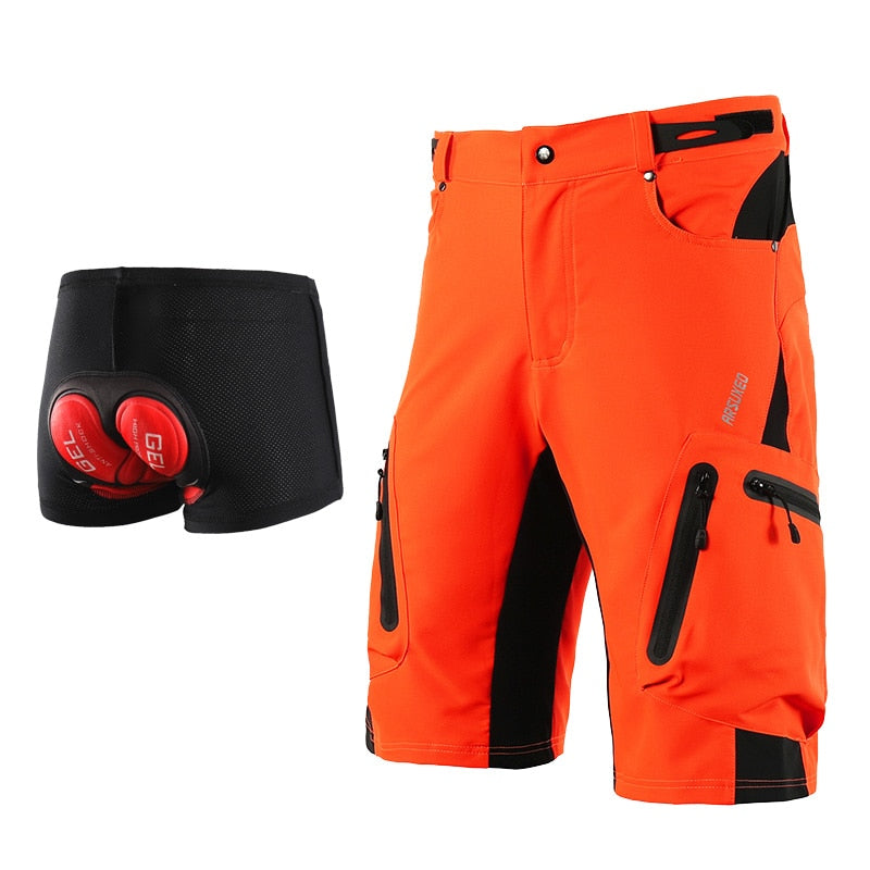 Men's Outdoor Sports Cycling Shorts - Orange with Gel Pad / S - Sport Finesse