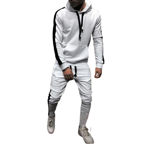 Solid Tracksuit With Stripes - White / M - Sport Finesse