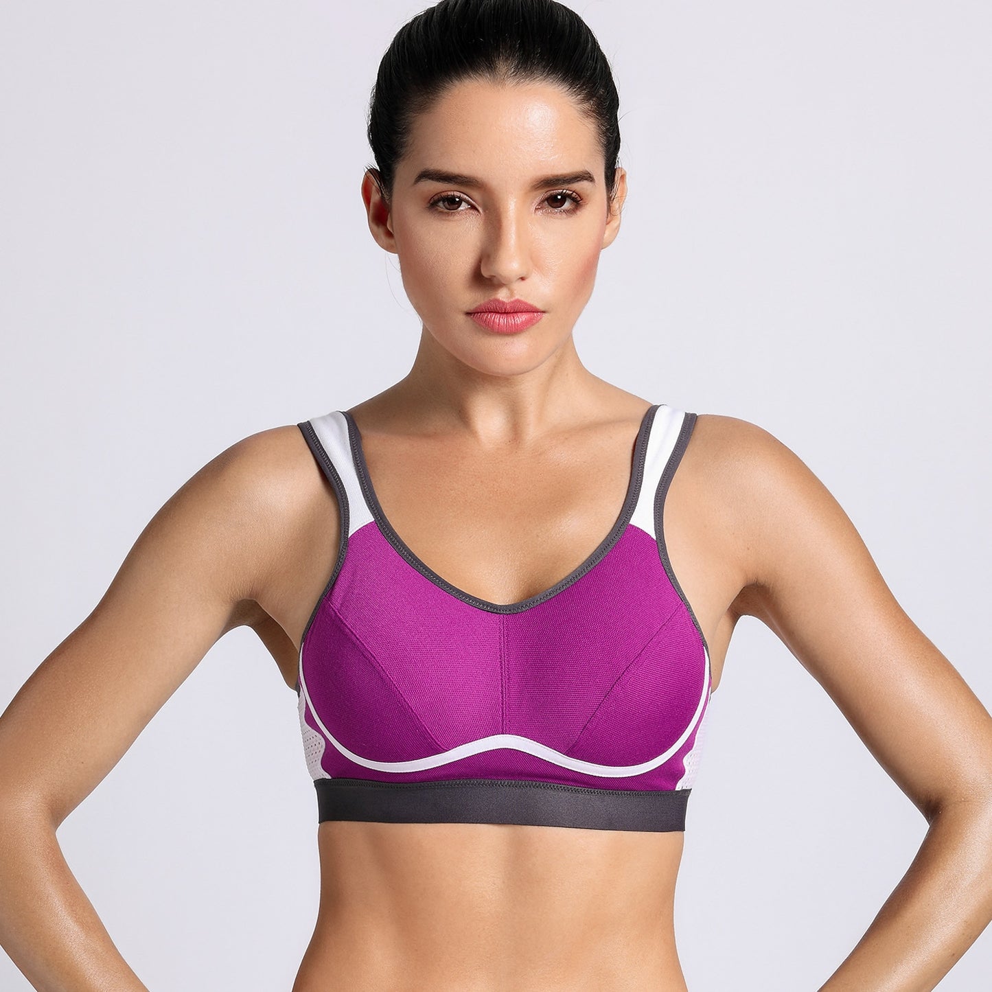 High Impact Support Wirefree Bounce Contro Sports Bra - Purple / B / 32 - Sport Finesse