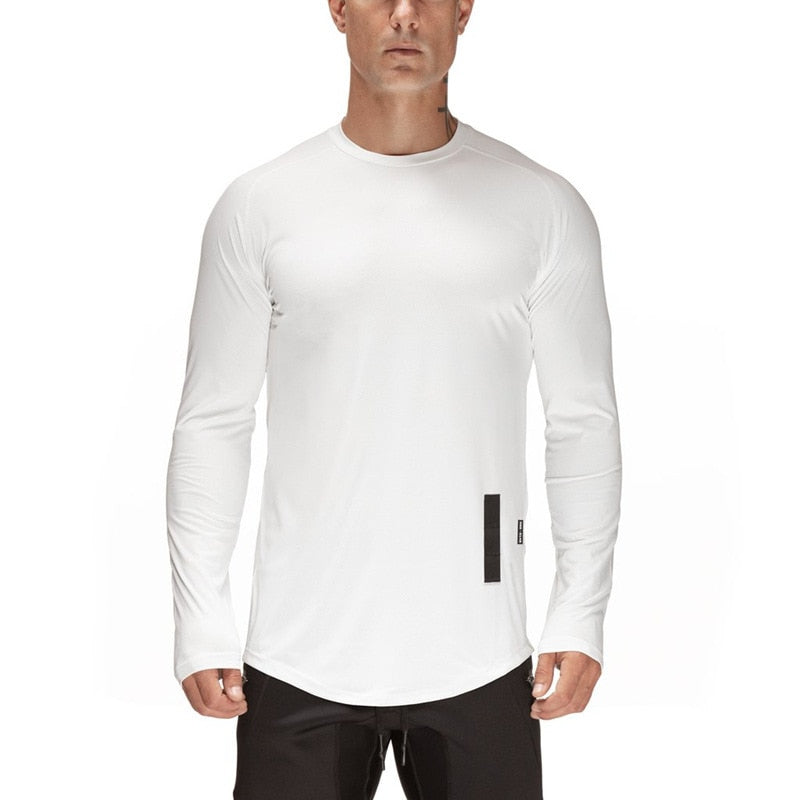 Long Sleeve Quick Dry Workout T-Shirt - White / M - Sport Finesse