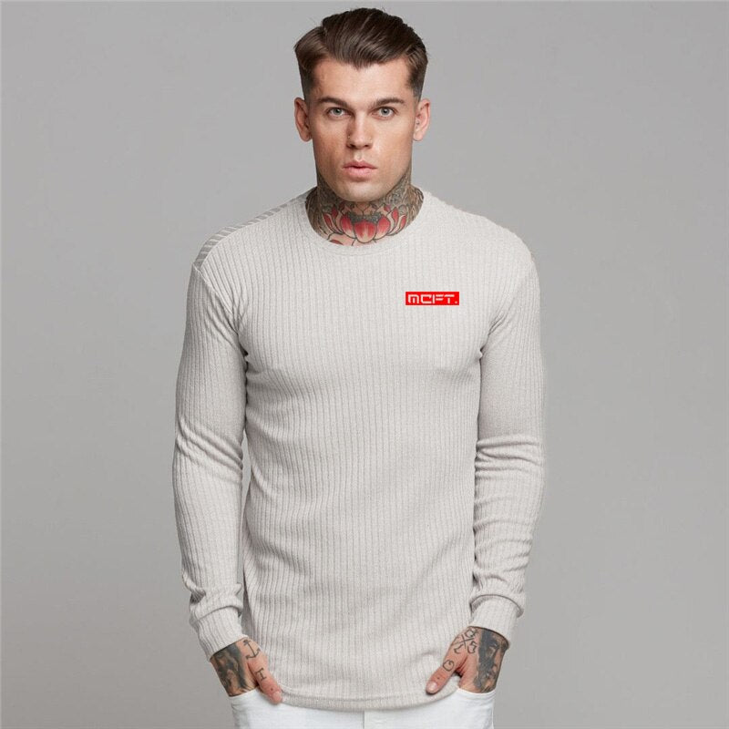Muscle Fit Pullover Knitted T-Shirt