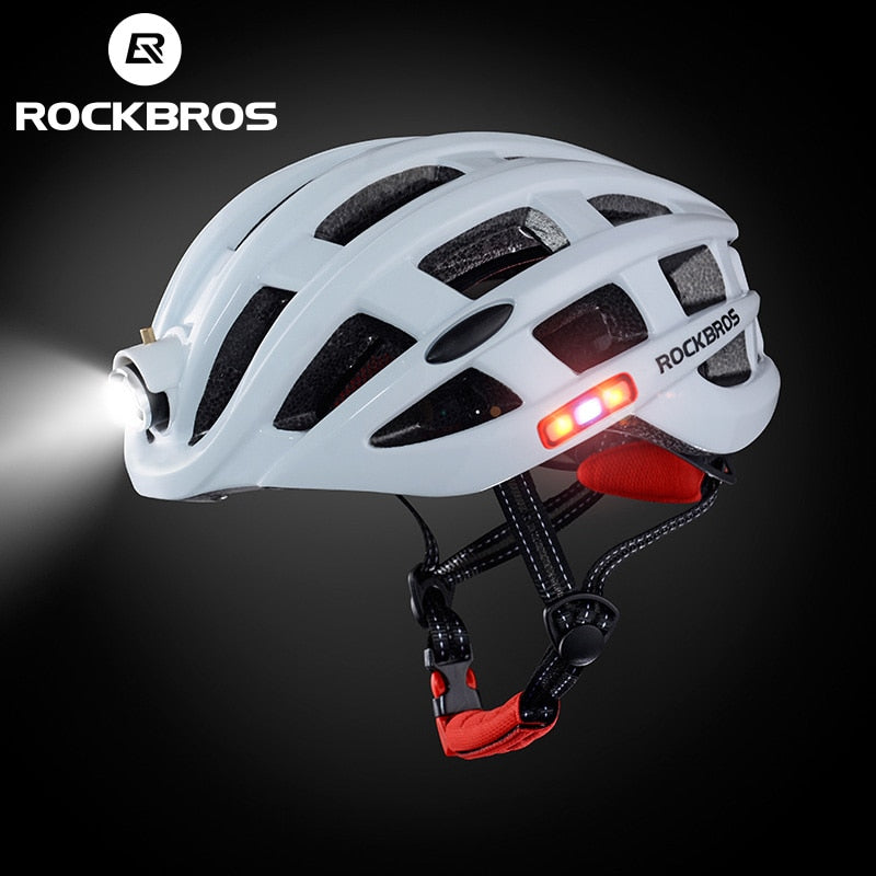 ROCKBROS Rechargeable MTB Cycling Light Helmet - White - Sport Finesse