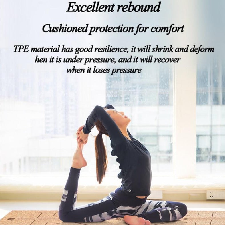 Natural Cork TPE Yoga Fitness Mat - Sport Finesse