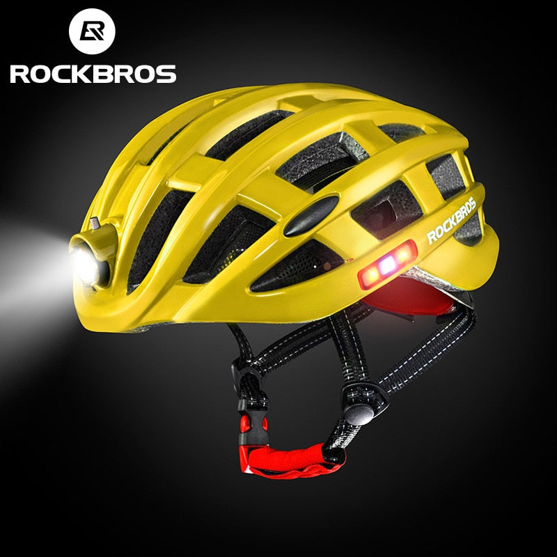 ROCKBROS Rechargeable MTB Cycling Light Helmet - Yellow - Sport Finesse