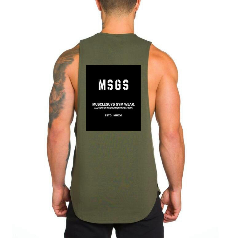 Men's Fitness Sleeveless Tank Top - Army Green 61 / M - Sport Finesse