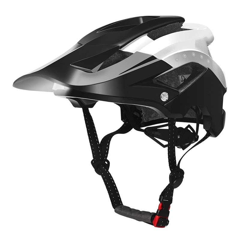 ROCKBROS Rechargeable MTB Cycling Light Helmet - Black-White - Sport Finesse