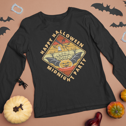 Halloween Midnight Party Youth long sleeve tee - Black / S - Sport Finesse