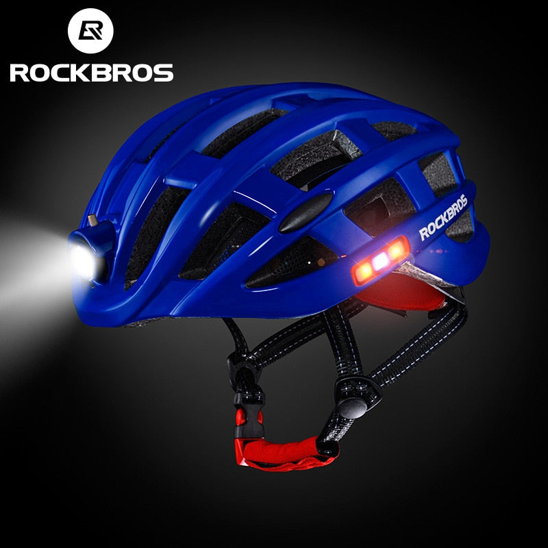 ROCKBROS Rechargeable MTB Cycling Light Helmet - Blue - Sport Finesse