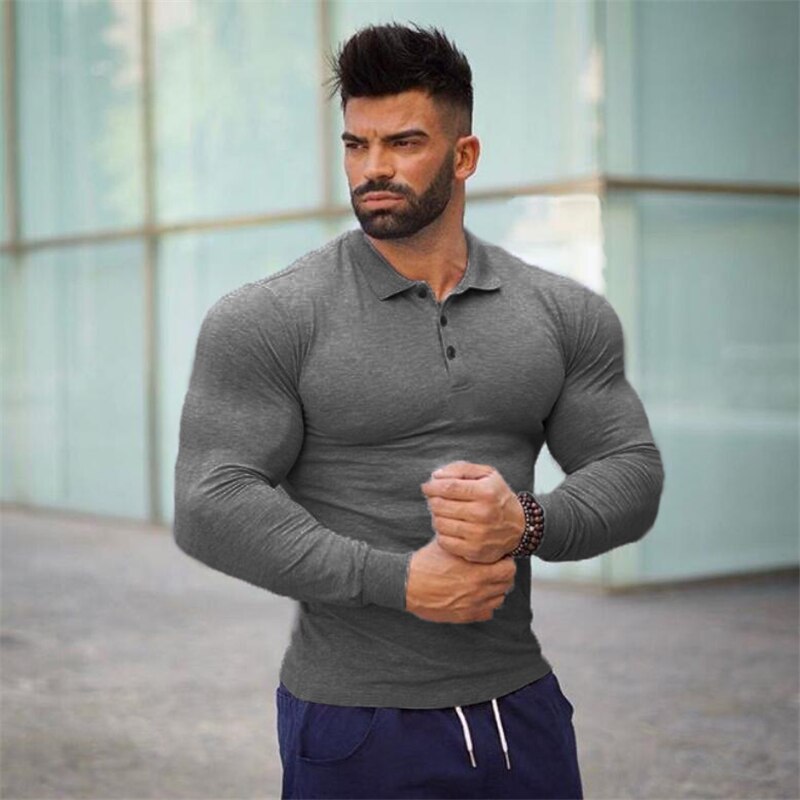 Breathable Long Sleeve Polo Fitness T-Shirt - Sport Finesse