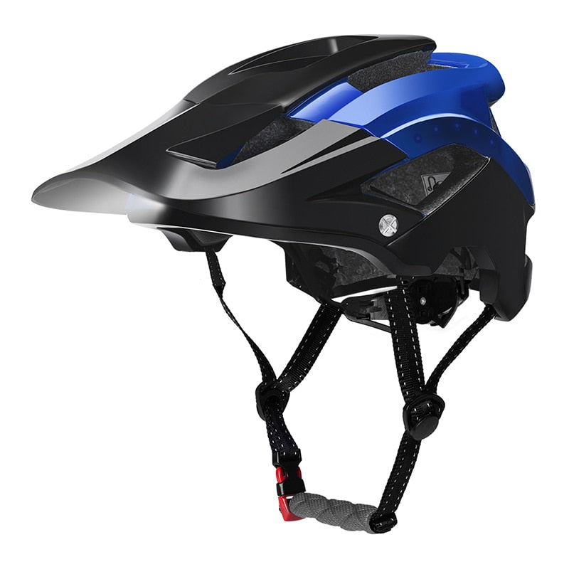 ROCKBROS Rechargeable MTB Cycling Light Helmet - Black-Blue - Sport Finesse