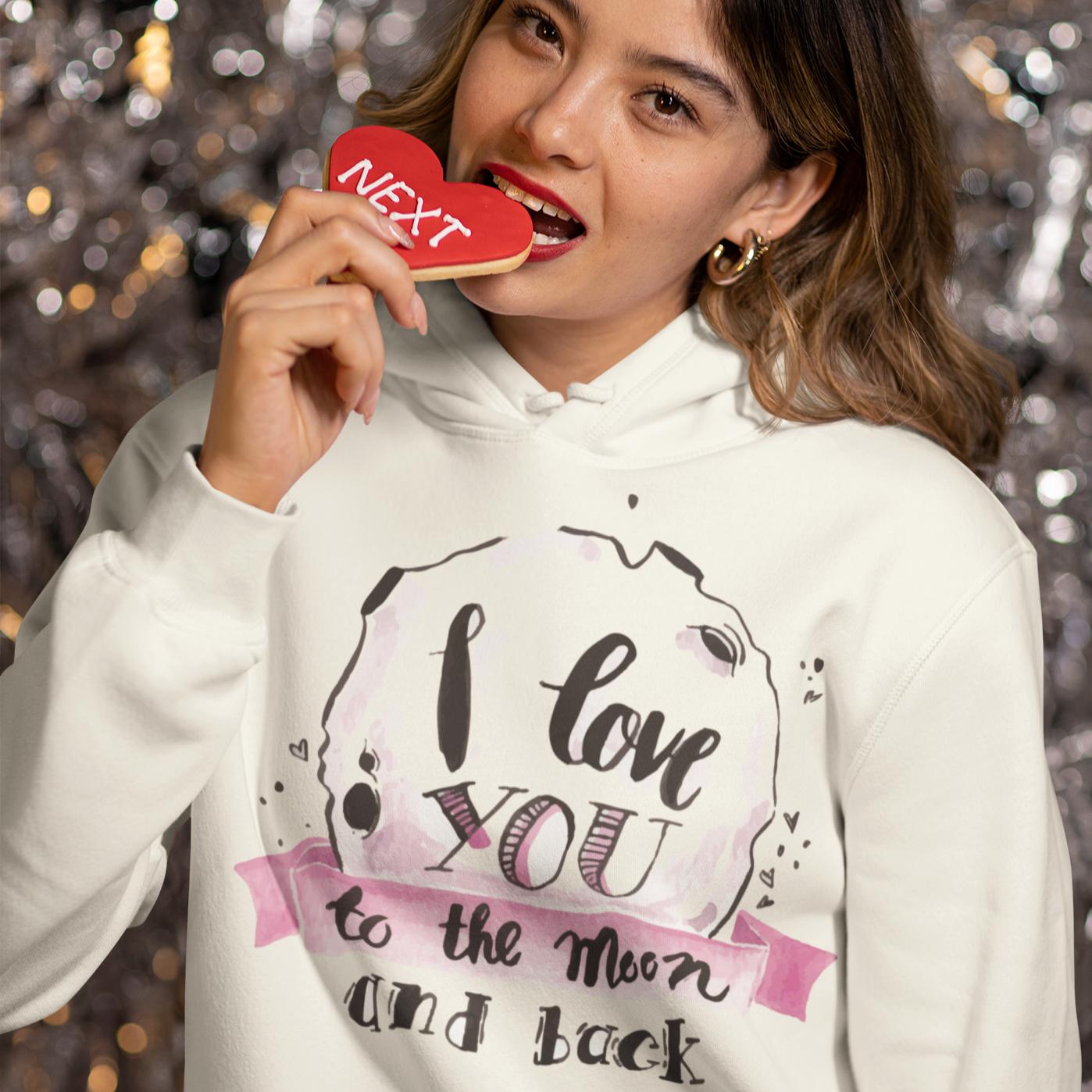 I Love You to Moon Women's eco fitted hoodie - Off White / XS - Sport Finesse