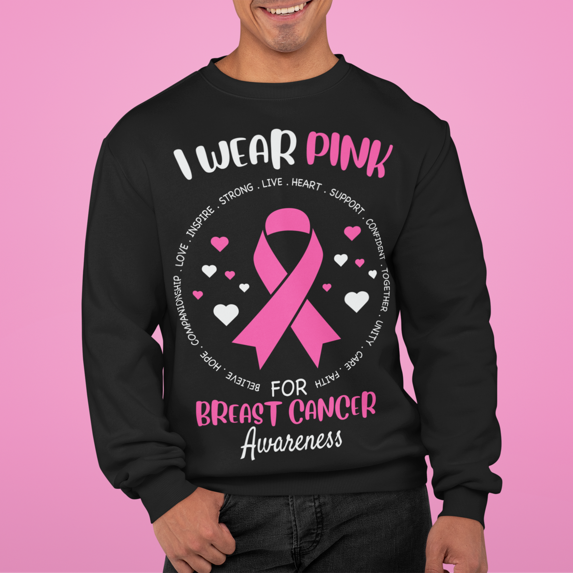 I Wear Pink Unisex Sweatshirt - Black / S - Sport Finesse