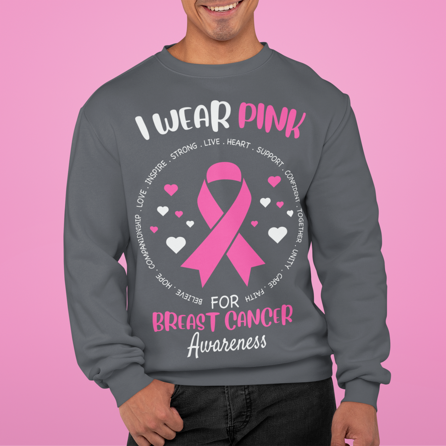 I Wear Pink Unisex Sweatshirt - Dark Heather / S - Sport Finesse