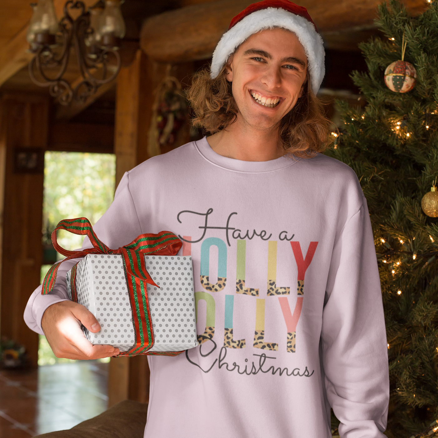 Holly Jolly Christmas Sweatshirt - Light Pink / S - Sport Finesse