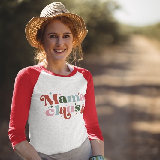 Mama Claus 3/4 Sleeve Shirt - White/Red / XS - Sport Finesse