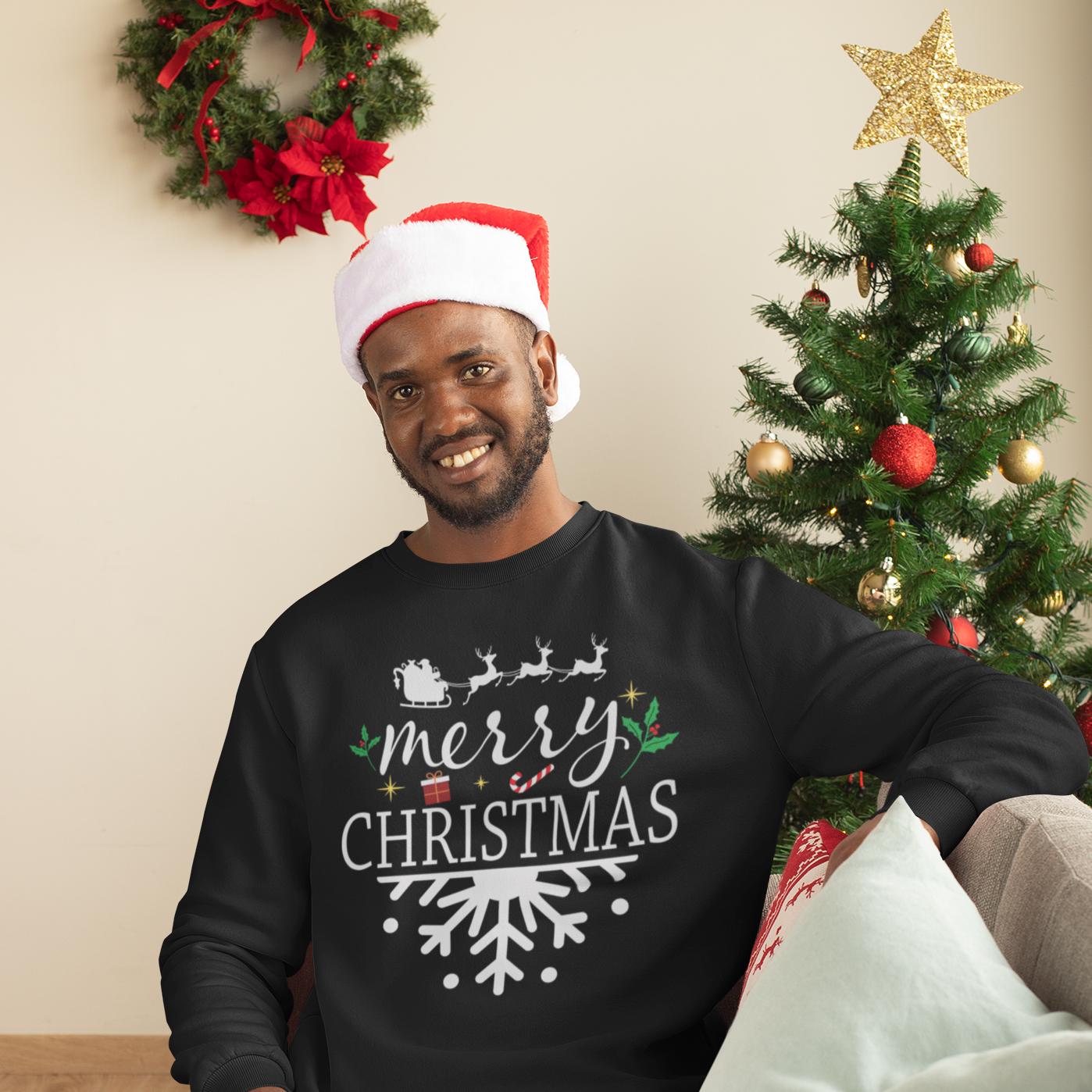 Merry Christmas Sweatshirt - Black / S - Sport Finesse