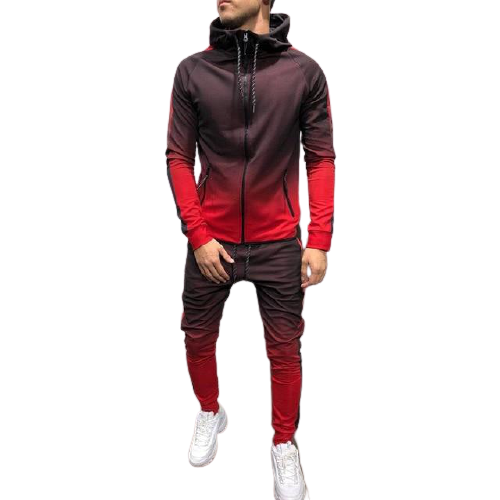 Motion Tape Hooded Zipper Tracksuit - Red / M - Sport Finesse
