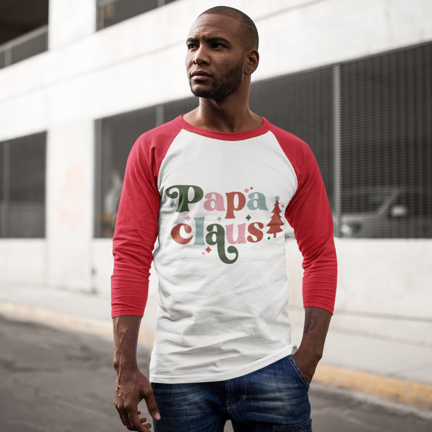 Papa Claus 3/4 Sleeve Shirt - White/Red / XS - Sport Finesse