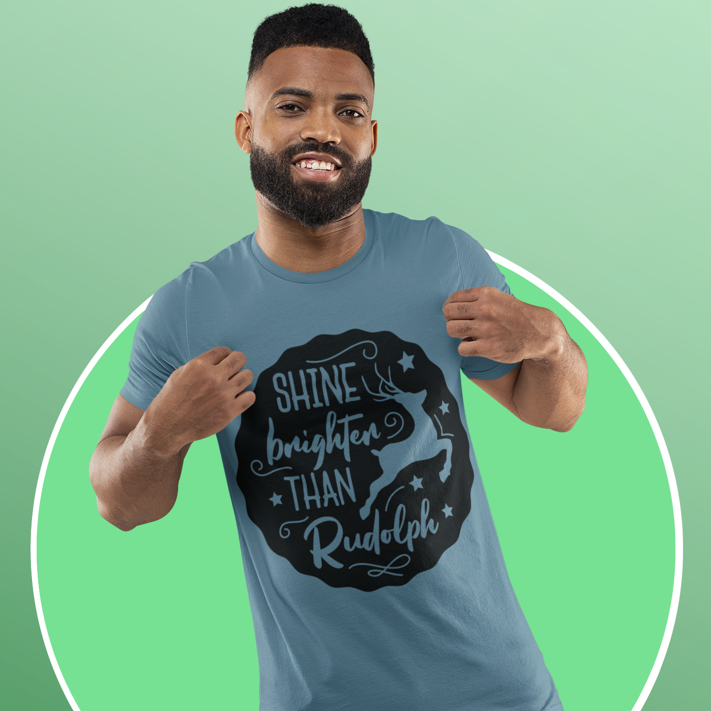 Shine Brighter than Rudolph T-Shirt - Heather Deep Teal / S - Sport Finesse