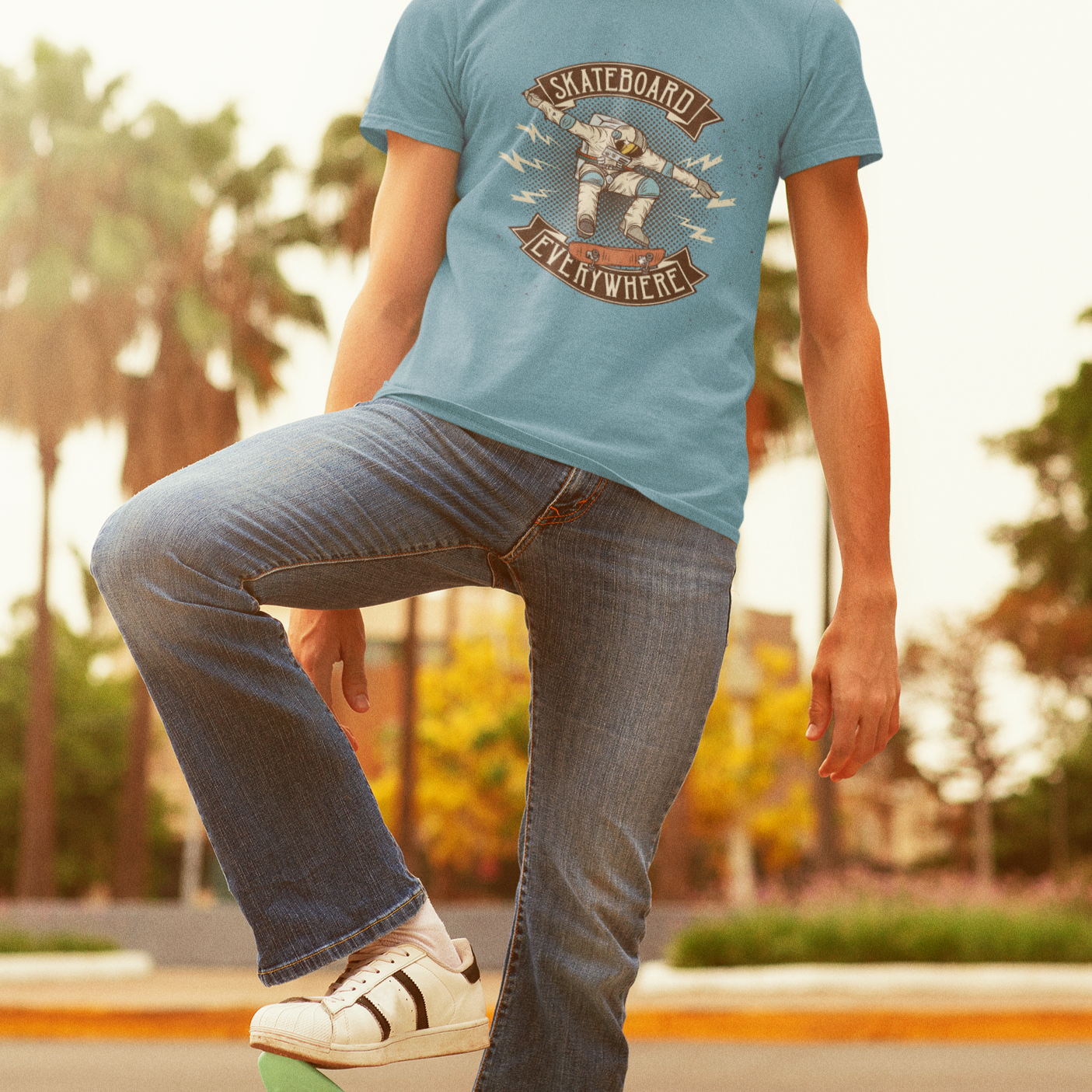 Skateboard Everywhere T-Shirt - Ocean Blue / S - Sport Finesse