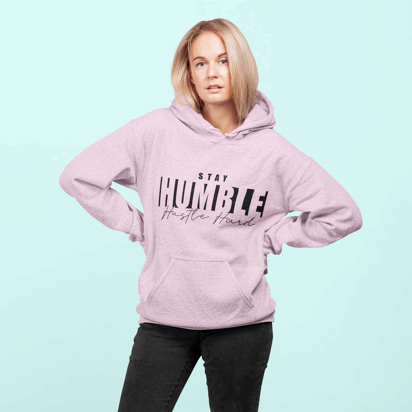 Stay Humble Hustle Hard Hoodie - Light Pink / S - Sport Finesse