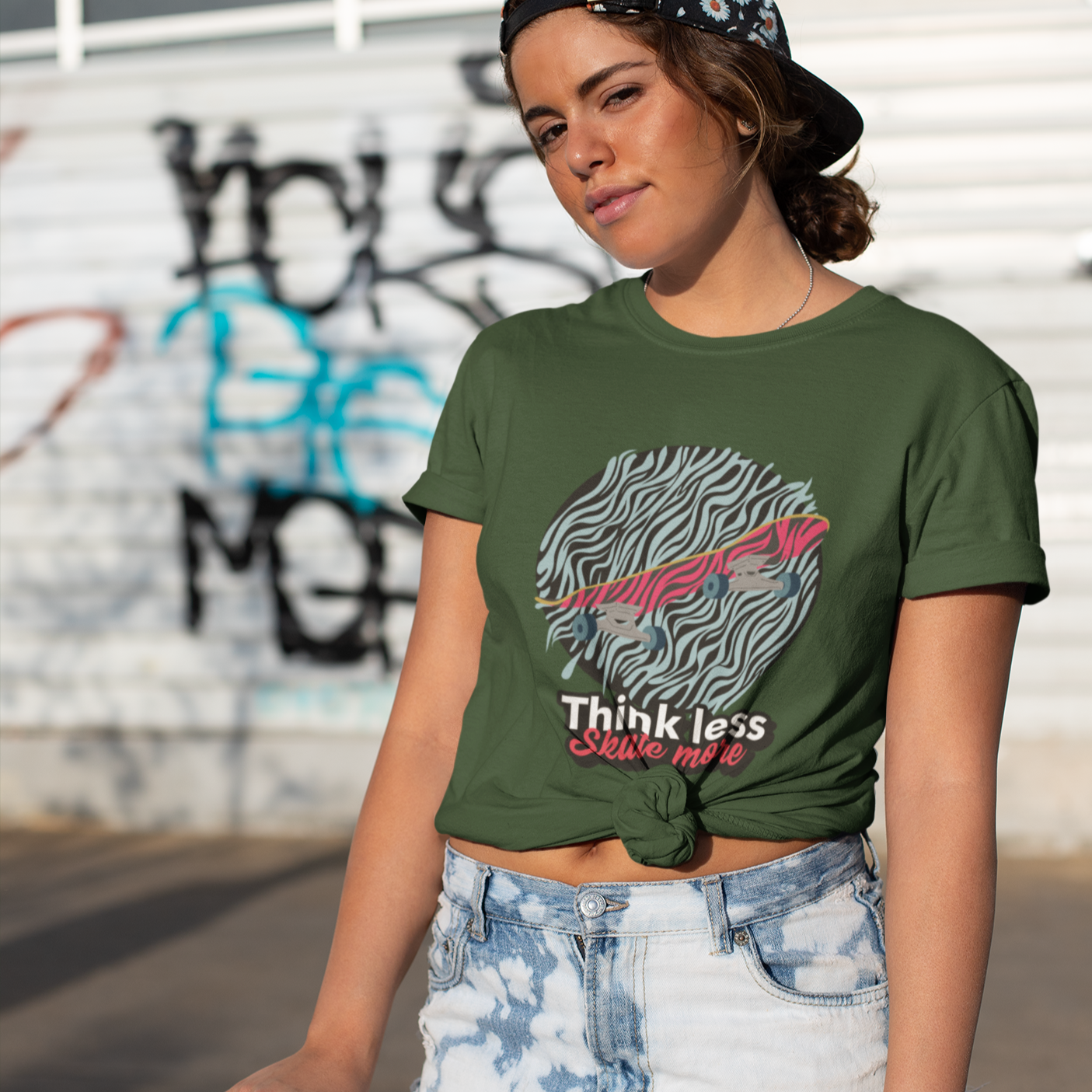 Think Less Skate More Unisex T-Shirt - Forest / S - Sport Finesse