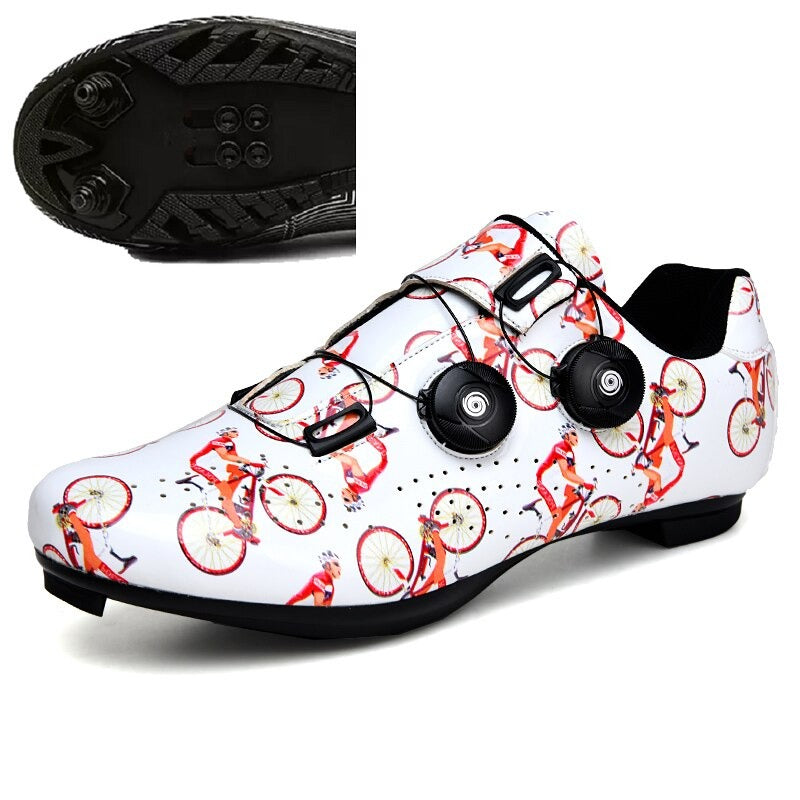 New Printed Cycling Professional Lock Shoes - Sport Finesse