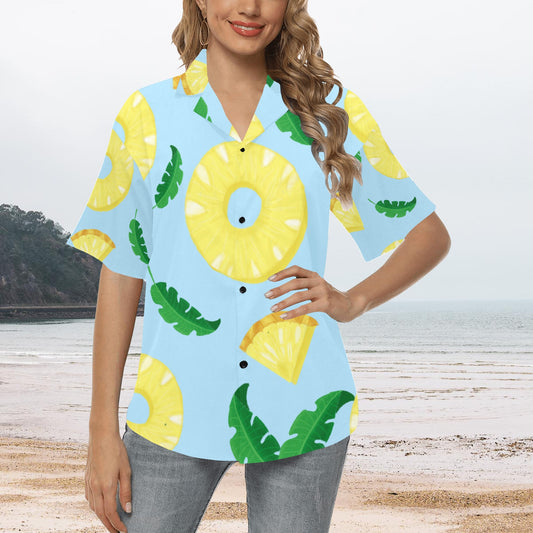Tropical Pineapple Hawaiian Shirt for Women - S - Sport Finesse