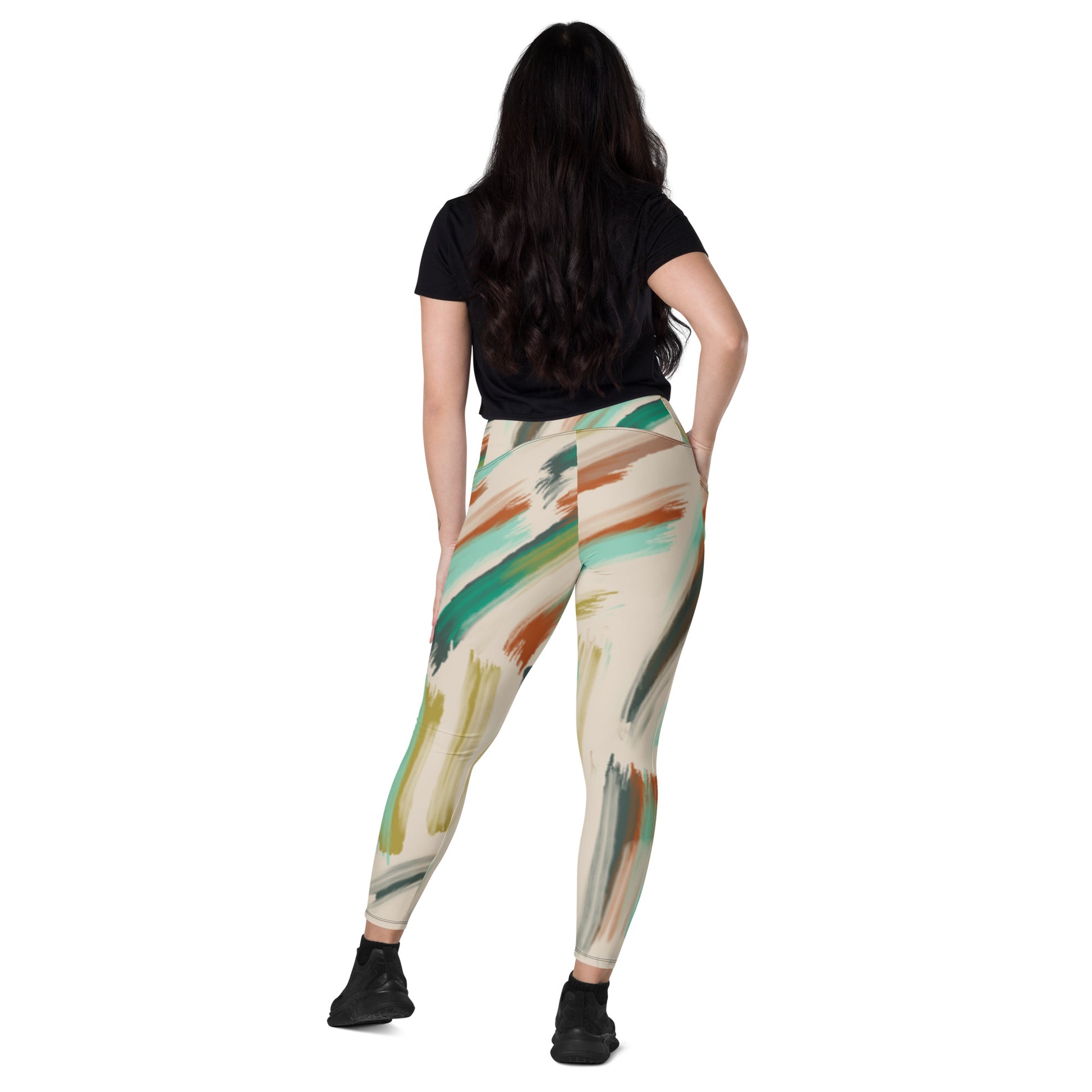 Brush Strokes Crossover leggings with pockets - Sport Finesse