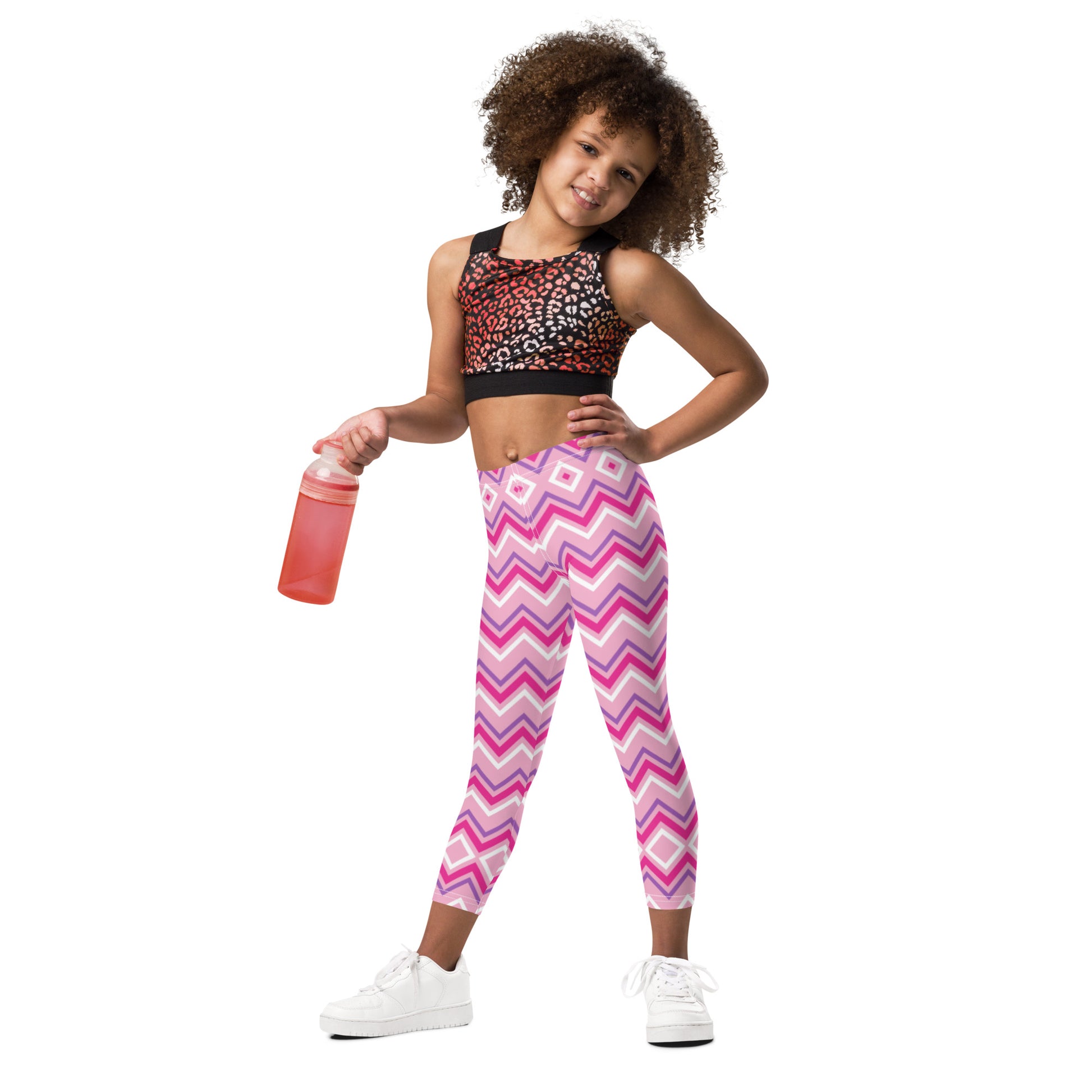 Pink Superhero stripes Leggings - 2T - Sport Finesse